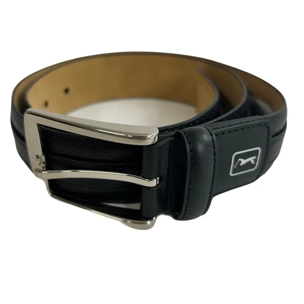 PGA Tour All-in-One Belt Mens 30 Black Faux Leather Silver Buckle $45